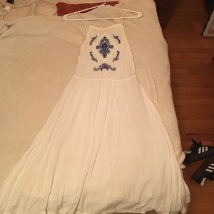 White Blue Summer Dress H&M Bohemian Floral